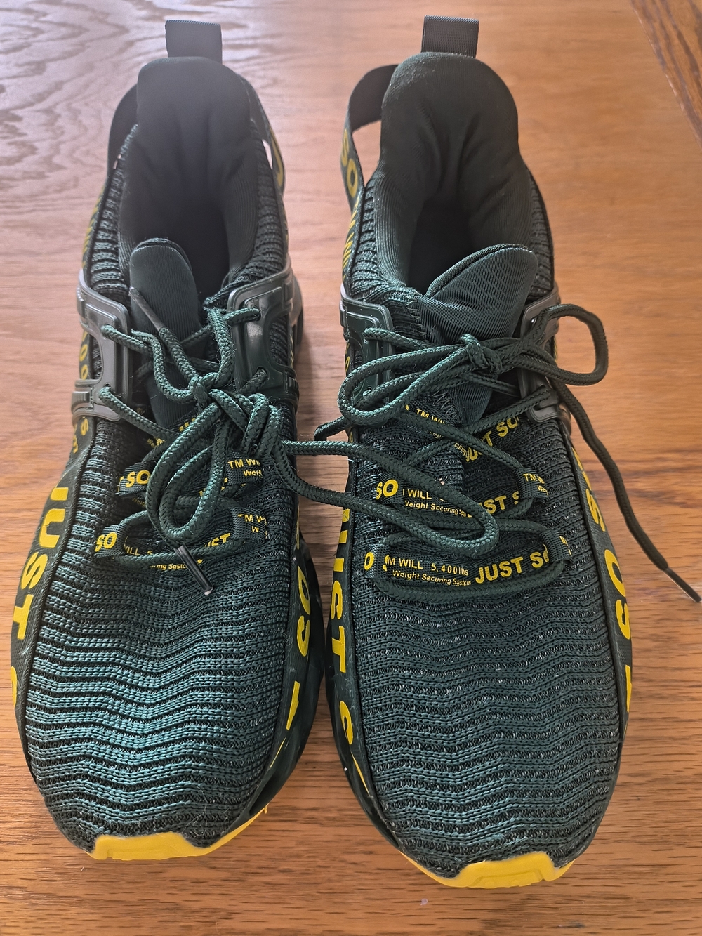 Women’s Green Knit Sneakers with Yellow Accents